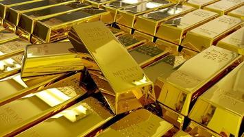 pila de lingotes de oro y negocios de financiación de inversiones, conceptos financieros, representación 3d foto