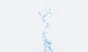 el agua azul clara se extendió y rebotó desde el fondo. Fondo blanco. representación 3d foto