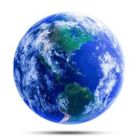 modelo de la tierra o planeta tierra en la región asiática. sobre un fondo blanco con trazado de recorte. representación 3d foto