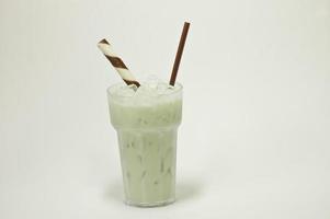 iced milky Japanese green tea photo