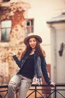 portrait of a beautiful girl in a urban style photo