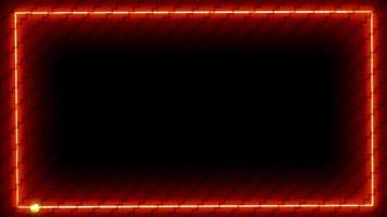 energia arancione sul bordo bagliore laser di colore rosso movimento lento su sfondo di texture di carta da parati in mattoni video