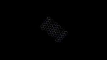 Hexagon wire animation super zoom in the end, concept quantum cryptography security technology video