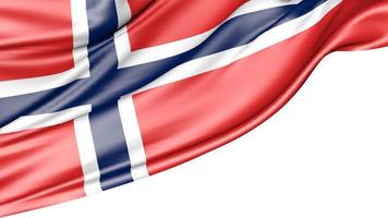 Norway Flag Isolated on White Background, 3d Illustration photo