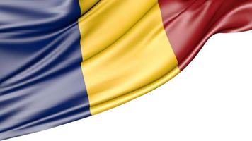 bandera de rumania aislada sobre fondo blanco, ilustración 3d foto