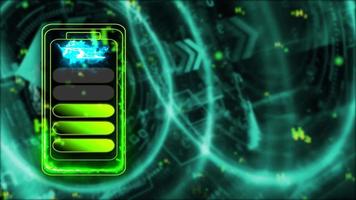 Green hydrogen battery and blue digital computer hologram background, concept clean energy is environmentally friendly video
