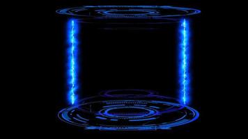 futuristische würfel leere kernenergieoberfläche digitale laborkapsel mit laserblitz video