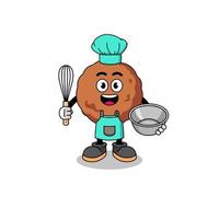 Illustration of meatball as a bakery chef vector