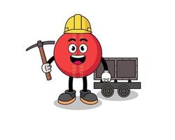 Mascot Illustration of cricket ball miner vector