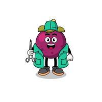 Illustration of mangosteen mascot as a surgeon vector