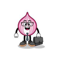 sliced onion mascot as a businessman vector