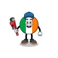 dibujos animados de ilustración de bandera de irlanda como fontanero vector