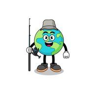 Mascot Illustration of earth fisherman vector