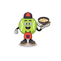 Illustration of tennis ball as an asian chef vector