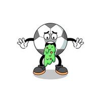 dibujos animados de mascota de balón de fútbol vómitos vector