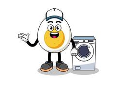 ilustración de huevo cocido como un hombre de lavandería vector