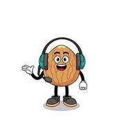 Mascot Illustration of almond as a customer services vector