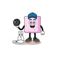 Mascot of marshmallow as a bowling player vector