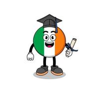 ireland flag mascot with graduation pose vector