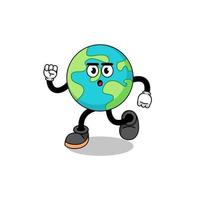 running earth mascot illustration vector