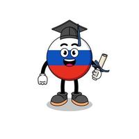 russia flag mascot with graduation pose vector