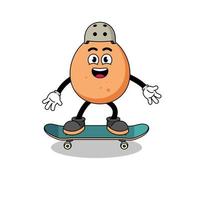 egg mascot playing a skateboard vector