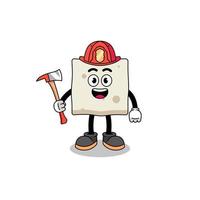 Cartoon mascot of tofu firefighter vector