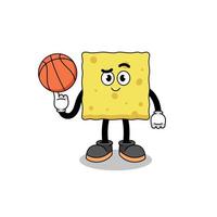 ilustración de esponja como jugador de baloncesto vector