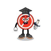 stop sign mascot with graduation pose vector