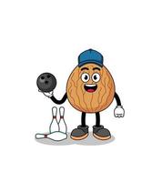 Mascot of almond as a bowling player vector