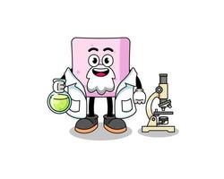 Mascot of marshmallow as a scientist vector