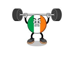 ireland flag mascot cartoon lifting a barbell vector