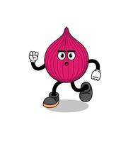 running onion red mascot illustration vector