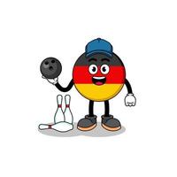 mascota de la bandera de alemania como jugador de bolos vector