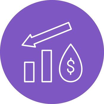 Oil Price Decrease Line Circle Background Icon vector
