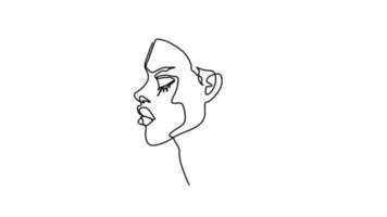 Abstract Woman One Face Line Drawing Female Portret Simple Style video