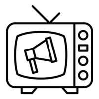 icono de línea comercial de tv vector