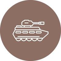 icono de línea de tanque del ejército vector