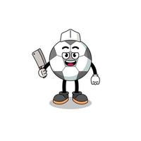 Mascot of soccer ball as a butcher vector