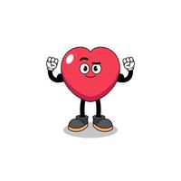 Mascot cartoon of love posing with muscle vector