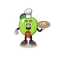 ilustración de manzana verde como chef italiano vector