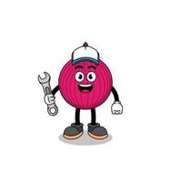 onion red illustration cartoon as a mechanic vector