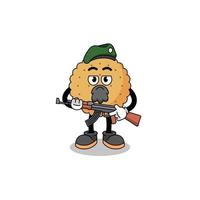 Character cartoon of biscuit round as a special force vector