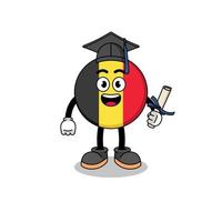 mascota de la bandera de bélgica con pose de graduación vector