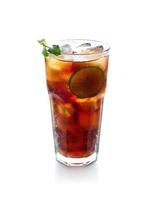 Ice cola with lemon  and mint leaves with clipping path photo