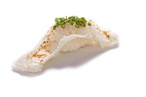 Engawa Sushi, overflowing sushi on a white background photo