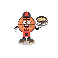 Illustration of basketball as an asian chef vector