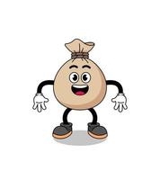 money sack cartoon with surprised gesture vector