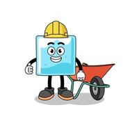 ice block cartoon as a contractor vector