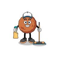 Character mascot of meatball as a cleaning services vector